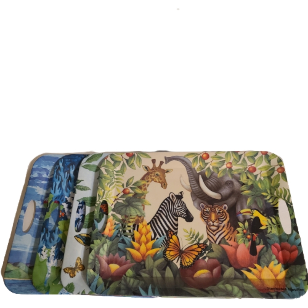 *Sakura Evolution Set of 4 Melamine Serving Trays